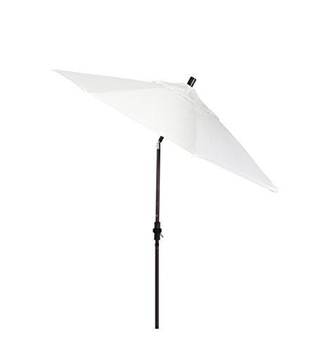 California Umbrella 9' Round Aluminum Market Umbrella, Crank Lift, Collar Tilt, Bronze Pole, White Olefin - color: White