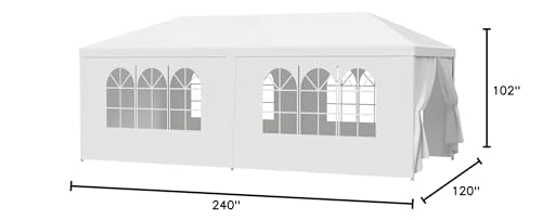 LEMY Gazebo Tent, Outdoor Canopy Shelter with Removable Sidewalls and Windows, Waterproof Heavy Duty Canopy for Patio, Garden, Party Wedding, 10' x 20', White - size: 10' x 20'