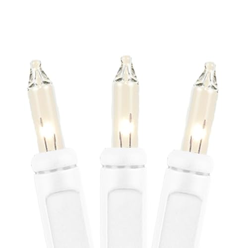 Novelty Lights 34 Feet 100 Bulb Incandescent Mini Light String, Clear with 4-Inch Spacing on White Wire, UL Listed Commercial Grade Indoor/Outdoor Mini Lights, Connectable End-to-End - color: White Wire