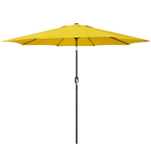 Blissun 9' Outdoor Patio Umbrella, Outdoor Table Umbrella, Yard Umbrella, Market Umbrella with 8 Sturdy Ribs, Push Button Tilt and Crank - color: Yellow