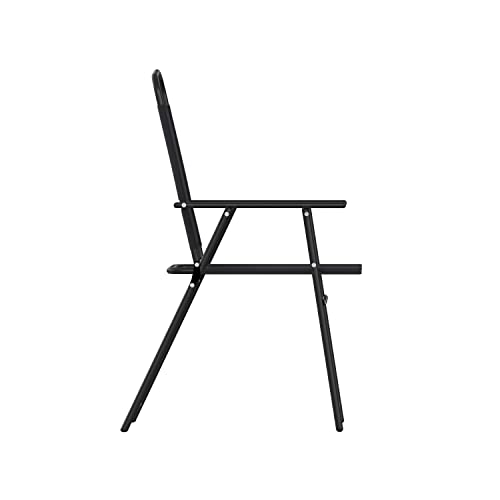 Flash Furniture Mystic Folding Patio Sling Chairs, Outdoor Textilene Lawn Chairs with Armrests, Set of 2, Black - color: Black