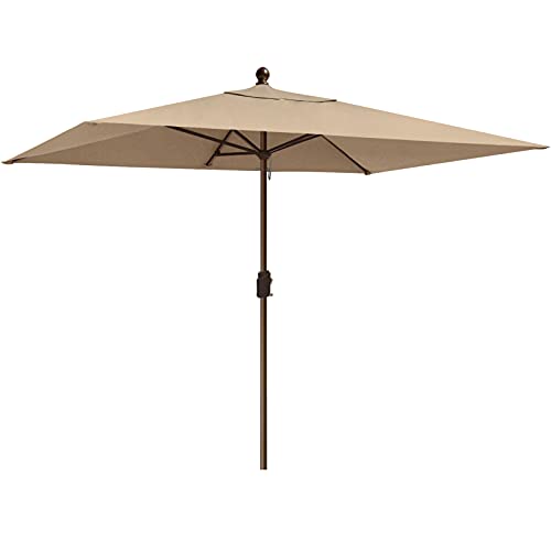 EliteShade USA 10-Year-Non-Fading 6.5x10Ft Rectangular Market Patio Umbrella, UPF 50+ UV Protection Performance Sun Umbrella, Heavy Duty Commercial Grade Outdoor Table Umbrella with Crank, Windproof Vented Top for Garden, Pool, Deck and Outdoor Playsets,