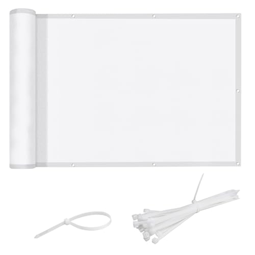 LOVE STORY Waterproof Balcony Privacy Screen Cover - White 3 x8 Opaque Fence Covering Privacy, 100% Polyester Fabric, UV Protection Shield for Apartment Railing,Outdoor Patio, Deck, Porch - color: White, size: 0 3' x 0 8' -PES