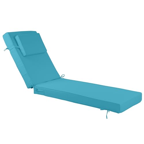 Chaise Lounge Cushions Outdoor 72x21x4 Inch, Patio Lounger Chair Cushion with Removable Cover, Fade Resistant Replacement Pad for Outdoor Furniture (Lake Blue, 72x21x4 inch) - color: Lake Blue