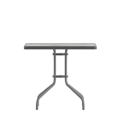 Flash Furniture Barker 31.5'' Square Tempered Glass Metal Table, Silver - color: Clear Top/Silver Frame, size: 31.5" Square
