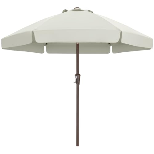 ABCCANOPY 7.5ft Scalloped Patio Umbrella, Outdoor Table Umbrella with Tilt and Crank, Fiberglass Ribs Deck Umbrella for Patio, Pool, Garden, Picnic (Light Beige) - color: Light Beige, size: 7.5FT