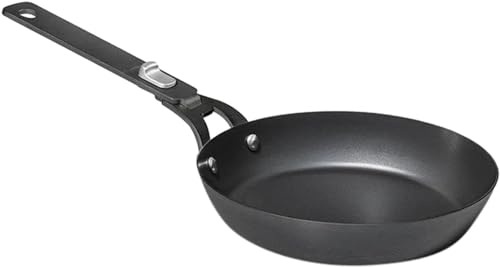 OXO Outdoor Pre-Seasoned Carbon Steel 8" Frying Pan Skillet, Detachable Handle for Easy Storage, Indoor Use, Nonstick with Use, Induction Suitable, Oven & Broiler Safe,Browning, Grill,Sear,Saute,Black - size: 8" Frying Pan Skillet Set