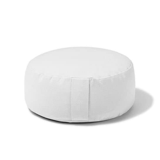 Organic Round Meditation Cushion by renoo - Durable Comfortable Cotton, Linen, Hemp - Modern Zafu - Buckwheat Floor Pillow Yoga Bolster in 15 Colors Removable Cover - 15 inches - Snow (White) - color: Snow