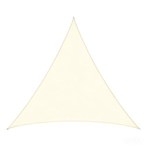 Sun Shade Sail 14'x 14'x 14' Cream Triangle Canopy Sail Shade Cover 95% UV Block Permeable Sunshade Outdoor for Patio Yard - color: Cream, size: 14'x 14'x 14'