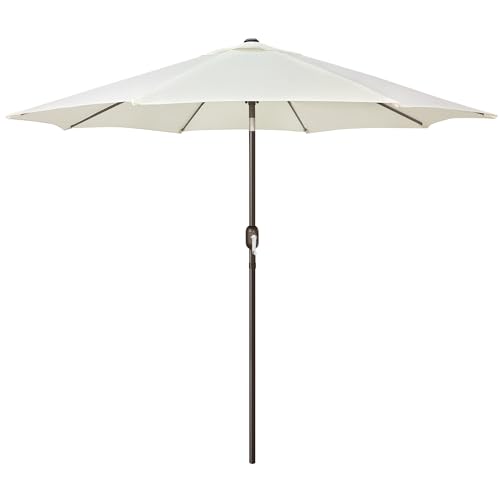 Blissun 9' Outdoor Patio Umbrella, Outdoor Table Umbrella, Yard Umbrella, Market Umbrella with 8 Sturdy Ribs, Push Button Tilt and Crank - color: Creamy White