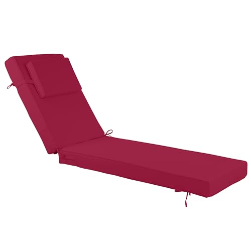 Chaise Lounge Cushions Outdoor 72x21x4 Inch, Patio Lounger Chair Cushion with Removable Cover, Fade Resistant Replacement Pad for Outdoor Furniture (Burgundy, 72x21x4 inch) - color: Burgundy