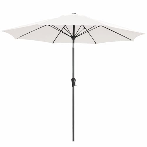 JEAREY 9FT Outdoor Patio Umbrella,Market Table Umbrella with 8 Fiberglass Ribs, Pool Umbrella with Tilt and Crank, UV Protection Lightweight & Wind-Resistant for Lawn, Garden, Deck and Backyard, Cream White - color: Cream White