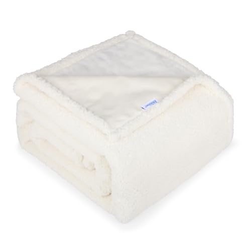 Waterproof Dog Blanket for Medium Dogs - Reversible Washable Pet Blanket, Soft Sherpa Fleece Furniture Protector, Cat Throw Bed Couch, Cream, 30"x40" - color: Cream, size: 30x40 Inch