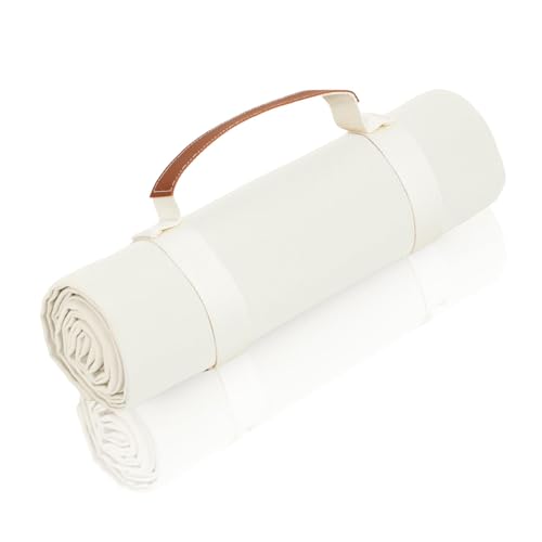 White Picnic Blanket & Beach Mat – Canvas, Machine Washable, Large 4’9” × 6’3” - color: Creamy White, size: 4'9" x 6'7" (Rectangular)