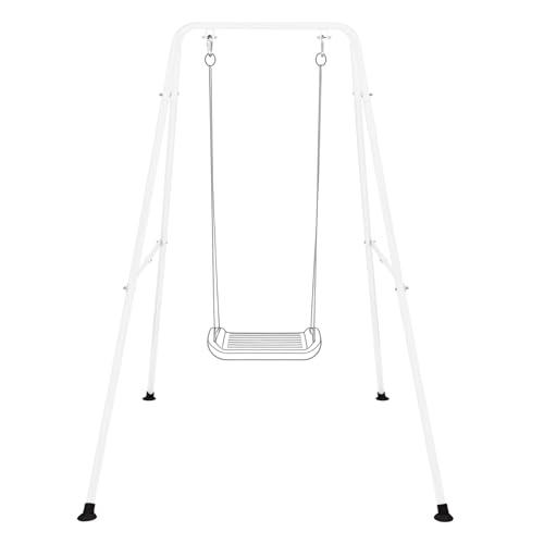 Baby Swing Stand, Heavy Duty Foldable Swing Stand A-Frame Metal Swing Stand Frame for Backyard Indoor & Outdoor Use (Hammock Chair not Included) (White) - color: White