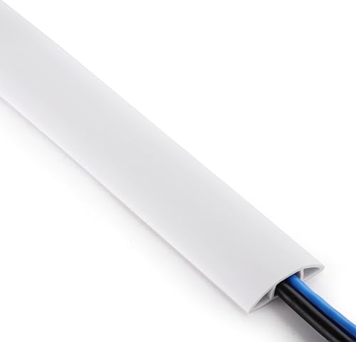 ZhiYo 5.6ft Cord Covers for Wires on Floor, Cord Hider Floor Hide Extension Cords, Soft PVC Cable Cover Cable Protector, Wire Cavity W0.62in H0.31in, White - color: White, size: 1.6'' W X 5.6' L