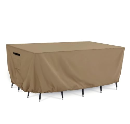 Tempera Patio Furniture Cover Waterproof,Outdoor Dining Table and Chair Covers, Outdoor Couch Cover, Heavy Duty for Winter, Rectangle, 74''L x 47''W x 27.8''H, Taupe - color: Taupe, size: 74''L x 47''W x 27.8''H