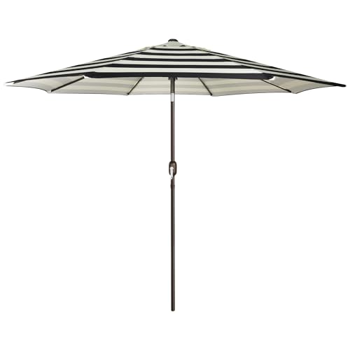 Blissun 9' Outdoor Patio Umbrella, Outdoor Table Umbrella, Yard Umbrella, Market Umbrella with 8 Sturdy Ribs, Push Button Tilt and Crank - color: Black & Ivory