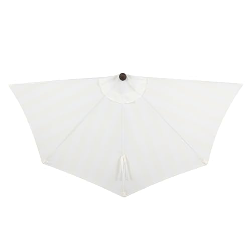 JONATHAN Y Half Umbrella UMB1201D Beverly 9 ft. Designer Classic Scalloped Fringe Market Patio with Crank, Push Button Tilt and UV Protection in Cream/White - color: Cream/White