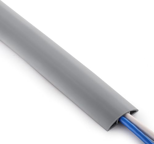 ZhiYo 3.6ft Cord Covers for Wires on Floor, Gray Cord Hider Floor Hide Extension Cords, Soft PVC Cable Cover Cable Protector, Wire Cavity W0.62in H0.31in, Grey - color: Grey, size: 1.6'' W X 3.6' L