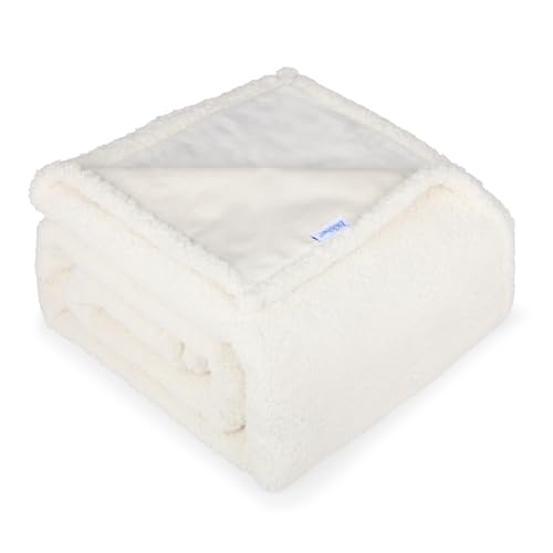 Waterproof Dog Blanket for Large Dogs - Reversible Washable Pet Blanket, Soft Sherpa Fleece Furniture Protector, Cat Throw Bed Couch, Cream, 60"x80" - color: Cream, size: 60x80 Inch