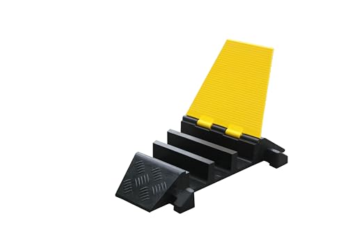 Kable Kontrol Atlas Heavy Duty Cable Protector - 22.5° Degree Right Turn - 3 Channel - CP9986 Compatible - Black & Yellow - Speed Bump and Wire Protector Turn for Indoor & Outdoor Use - size: 3 Channel - Right Turn