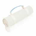 White Picnic Blanket & Beach Mat – Canvas, Machine Washable, Large 4’9” × 6’3” - color: Creamy White + Baby Blue Strap, size: 4'9" x 6'3"
