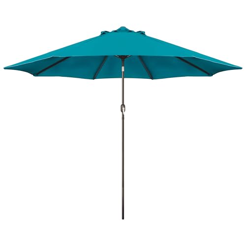 Blissun 9' Outdoor Patio Umbrella, Outdoor Table Umbrella, Yard Umbrella, Market Umbrella with 8 Sturdy Ribs, Push Button Tilt and Crank - color: Cerulean