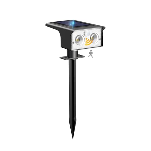 btfarm Solar Spot Lights Outdoor Waterproof, 3 Modes Motion Sensor Lights, Solar Powered Spotlights 2-in-1 Auto On/Off for Outside Pathway Yard Garden Landscape Lighting, Cool White - color: Cool White, size: 1 Pack