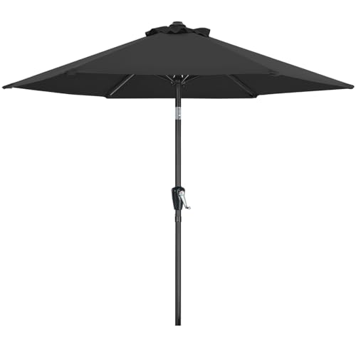 MASTERCANOPY 7.5FT Patio Umbrella with Push Button Tilt and Crank, Outdoor Market Umbrella with 6 Sturdy Ribs, UV Protection & Waterproof for Garden, Deck, Backyard, Pool (Dark Gray) - color: dark gray, size: 7.5FT