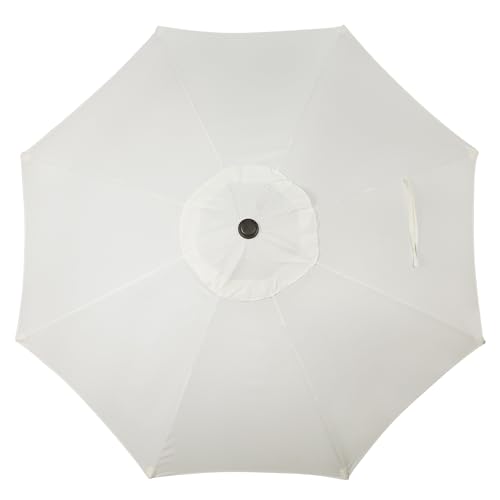 Blissun 9' Outdoor Patio Umbrella, Outdoor Table Umbrella, Yard Umbrella, Market Umbrella with 8 Sturdy Ribs, Push Button Tilt and Crank - color: Creamy White