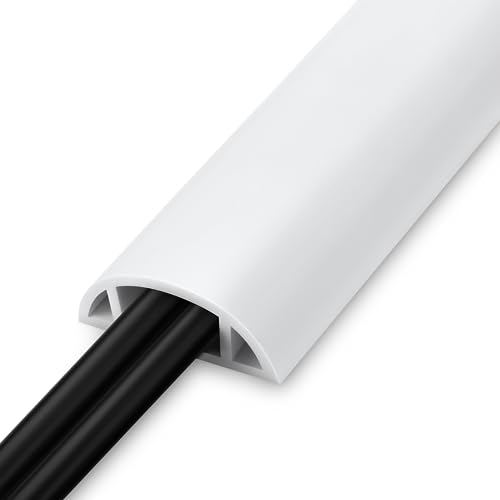 5.5FT Floor Cord Cover, White Soft Cable Cover Floor, Large Size Extension Cord Covers for Floor, Power Cord Protector Floor Wire Cover - Cord Channel Diameter: 0.7" (W) x 0.4" (H) - color: White, size: Large-5.5ft