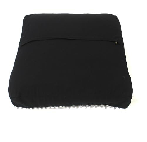 CRAFT KALA Meditation Floor Pillow Cover, Round Large Pillows Cover Seating for Adults, Bohemian Mandala Circle Cushions Cover for Outdoor Fireplace Yoga Living Room (Black, 24" Square) - color: Black, size: 24" x 24" (Pack of 1)