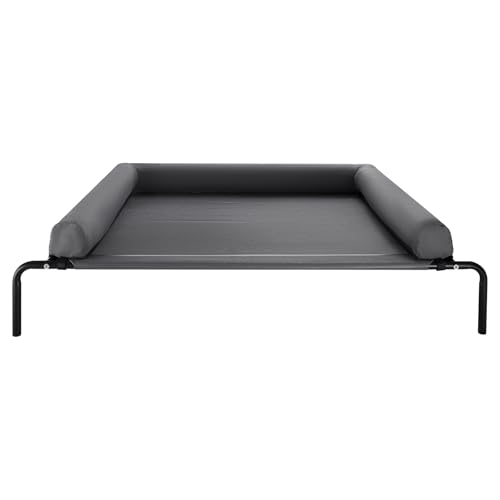 VEVOR Elevated Dog Bed for Large Dogs, Portable Raised Dog Cot with Washable Pillow, Indoor & Outdoor Pet Cooling Raised Hammock Bed with Steel Metal Frame and Breathable Teslin Mesh, XL, Gray - size: XL