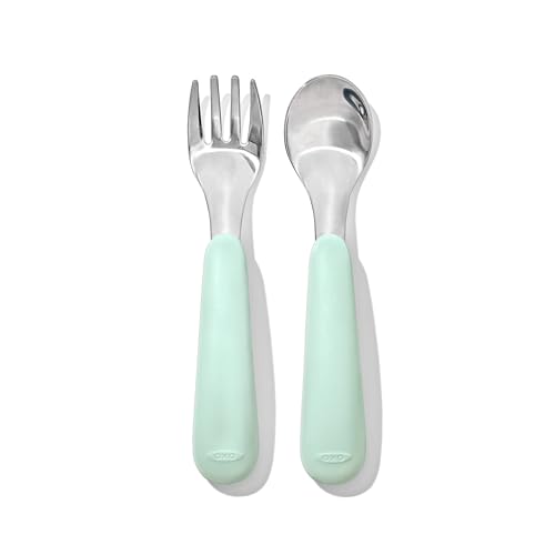 OXO Tot On-The-Go Fork and Spoon Set - Opal - color: Opal