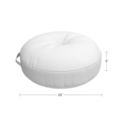 Covers & All Sunbrella Round Seat Cushion with Handle, Plush Outdoor Pillows and Chair Cushions for Home or Patio (26 x 5 Inch, Canvas Natural) - color: Canvas Natural, size: 26 x 5, style: Handle