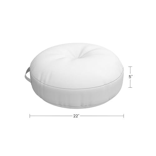 Covers & All Sunbrella Round Seat Cushion with Handle, Plush Outdoor Pillows and Chair Cushions for Home or Patio (22 x 5 Inch, Canvas Antique Beige) - color: Canvas Antique Beige, size: 22 x 5, style: Handle