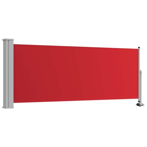 vidaXL Retractable Side Awning for Patio Awning Side Blind Sun Shelter Garden Patio Balcony Outdoor UV Resistant 100 x 300 cm Red - color: Red, size: 100 x 300 cm