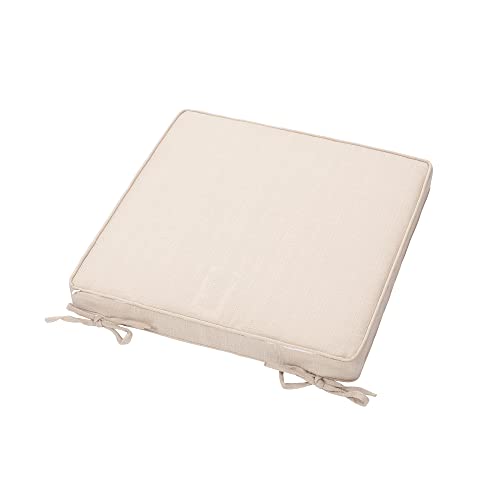 Magpie Fabrics Indoor Outdoor Waterproof Square Chair Cushion, 18" x 18" x 2.5", 2 Pack, Water Resistant Seat Cushions, for Patio Garden Office, Beige - color: Beige