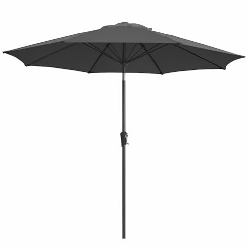 JEAREY 9FT Outdoor Patio Umbrella,Market Table Umbrella with 8 Fiberglass Ribs, Pool Umbrella with Tilt and Crank, UV Protection Lightweight & Wind-Resistant for Lawn, Garden, Deck and Backyard, Gray - color: Gray