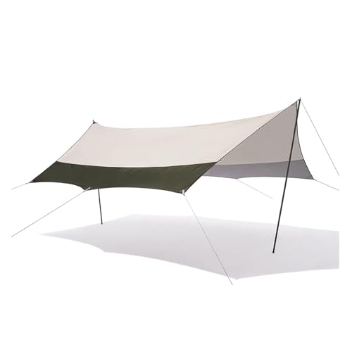 Camping Tarp Flysheet Shelter Sun Shade Canopy Waterproof Outdoor Picnic(440 White Green)