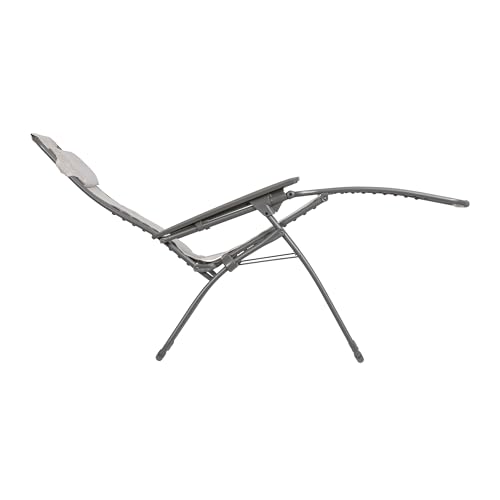 Lafuma Futura LFM3118 8548 Zero Gravity Outdoor Steel Framed Lawn Patio Recliner Folding Lounge Chair with Batyline Canvas, Seigle Grey - color: Grey (Seigle), style: Futura Zero Gravity