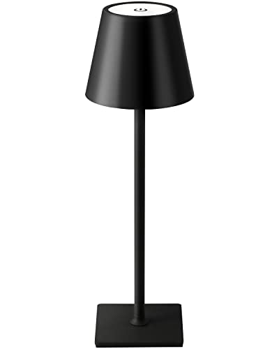 KDG Cordless Table Lamp, Portable LED Desk Lamp, 5000mAh Battery Operated, 3 Color Stepless Dimming Up, for Restaurant/Bedroom/Bars/Outdoor Party/Camping/Coffee Shop Atmosphere Night Light(Black) - color: Black-1
