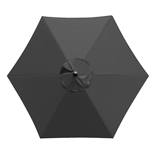 Sunnyglade 7.5ft Patio Umbrella Replacement Canopy Market Umbrella Top Outdoor Umbrella Canopy with 6 Ribs - color: Black