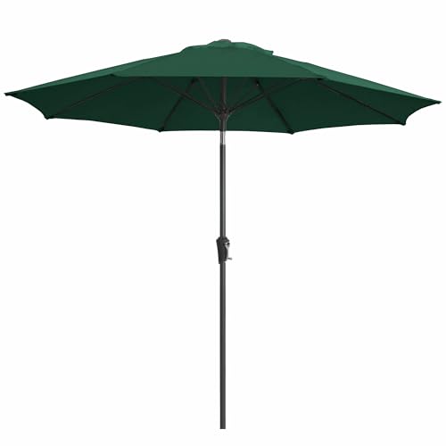 JEAREY 9FT Outdoor Patio Umbrella,Market Table Umbrella with 8 Fiberglass Ribs, Pool Umbrella with Tilt and Crank, UV Protection Lightweight & Wind-Resistant for Lawn, Garden, Deck and Backyard, Dark Green - color: Dark Green