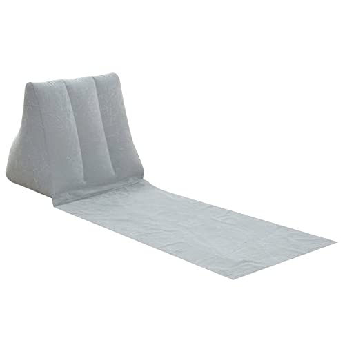 2X Inflatable Outdoor Sun Bath Beach Mat Pillows Flocking Beach Chairs with Backrest Inflatable Lounger for Portable Travel Camping - color: Grey