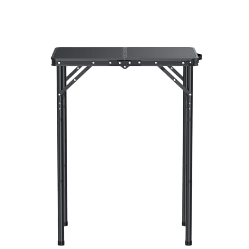 JiGiU Folding Camping Table Portable Pinic Table 3 Level Height Adjustable Aluminum Frame Small Foldable Camp Table Light Weight with Carry Handle for Outdoor Indoor Hiking Camp BBQ Beach