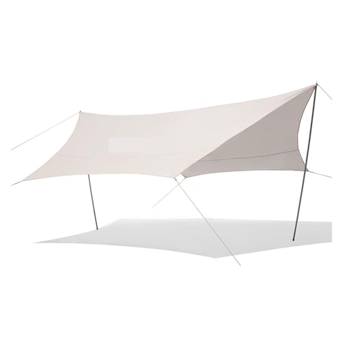 Camping Tarp Flysheet Shelter Sun Shade Canopy Waterproof Outdoor Picnic(440 White Green)