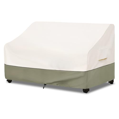 Bitubi Waterproof Patio Sofa Cover, Heavy Duty 2-Seater Outdoor Couch Cover Size Up to 58W x 32.5D x 31H Inches, Lawn Patio Furniture Covers with Air Vent (Beige) - color: Sofa-beige, size: 58"W x 32.5"D x 31"H