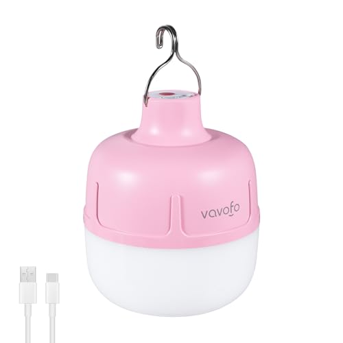 VAVOFO 20W LED Camping Lantern Rechargeable, 1200LM Camping Light, 3000mAh Portable Tent Light , IP65 Waterproof Flashlight Lanterns for Emergencies ,Power Outages,Hiking (Pink) - color: Pink